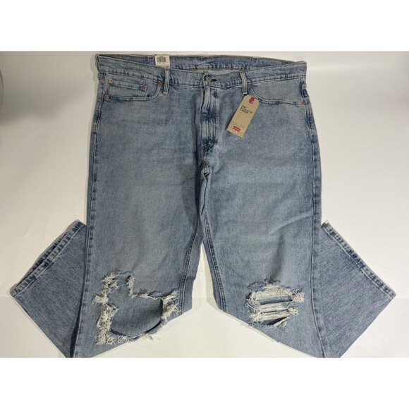 BIG&TALL. LEVI'S 541 ATHLETIC TAPER DESTRUCTION BLUE DENIM MENS SIZE 46X30NWT